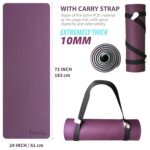 Extra Thick Exercise Yoga Mat with Strap - 2/5 Inch (10MM), Non-Slip Workout Mat for Yoga, Pilates, and Floor Exercises by Feetlu