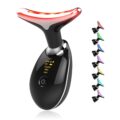 Face Massager with Led Light: 7-Color Facial Device – Neck Wrinkles Tightening Wand – Vibration Tool for Skin Care, Black by Rurolo