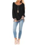 Fallorchid Womens Long Sleeve Tops Crew Neck Tunics Clothes Casual Color Block Sweatshirt by Fallorchid