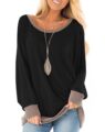Fallorchid Womens Long Sleeve Tops Crew Neck Tunics Clothes Casual Color Block Sweatshirt by Fallorchid
