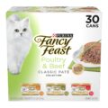Fancy Feast Poultry and Beef Feast Classic Pate Collection Grain Free Wet Cat Food Variety Pack – (Pack of 30) 3 oz. Cans by Fancy Feast