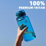 Fanhaw 32 Oz Clear Tritan Water Bottle with Chug Lid, BPA-free, Wide Mouth, Leak Proof - for Gym, Travel, Home, School, Office (Clear&White) by Fanhaw