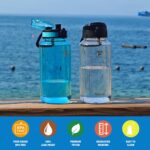 Fanhaw 32 Oz Clear Tritan Water Bottle with Chug Lid, BPA-free, Wide Mouth, Leak Proof - for Gym, Travel, Home, School, Office (Clear&White) by Fanhaw