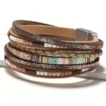 Fesciory Leather Wrap Bracelets for Women, Boho Leopard Multi-Layer Crystal Beads Cuff Bracelet Jewelry by Fesciory