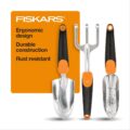 Fiskars 3-in-1 Garden Tool Set, Includes Trowel, Transplanter, and Cultivator for Outdoor Gardening, Ergonomic Yard Tool Kit by Fiskars