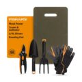 Fiskars Flower Gardening Tool Set with Floral Pruner, Trowel, Cultivator, Garden Gloves, and Ultra-Light Kneeling Cushion for Outdoor Use (5 Piece Kit) by Fiskars