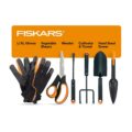 Fiskars Vegetable Garden Tool Set with Vegetable Shears, Seed Sower, Trowel, Cultivator, Weeder, and L/XL Garden Gloves for Indoor or Outdoor Gardening (6 Piece Kit) by Fiskars