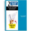 Five Star Spiral Notebook, 2 Subject, College Ruled Paper, 6″ x 9-1/2″, 80 Sheets, Fights Ink Bleed, Water Resistant Cover, Tidewater Blue (840029CG1-ECM) by Five Star