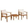 Flamaker Patio Chairs 3 Piece Acacia Wood Patio Furniture with Coffee Table & Cushions Outdoor Conversation Set Balcony Chairs for Porch, Deck, Backyard by Flamaker