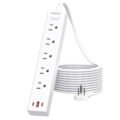 Flat Plug Power Strip, 10 Ft Ultra Thin Flat Extension Cord, Surge Protector with 5 Outlets & 3 USB Ports (2 USB C), 1700 Joules, Wall Mount, Desktop Charging Station for Home… by HOPOW