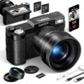 FLATIC Digital Camera with WiFi, 5K 64MP Cameras for Photography with 180° Flip Screen for YouTube, 18X Zoom Autofoucs Vlogging Camera with 64GB Card, Wide & Macro Lens, 2… by FLATIC