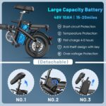 Foldable Electric Bike for Adults, 14" Folding E-Bike with 500W Peak Motor, Electric Bicycle with 48V Removable Battery UL 2849 Certified, 25 Miles PAS Range, Electric Commuter... by REOCRO