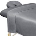 ForPro Professional Collection Premium Microfiber 3-Piece Massage Sheet Set, Cool Grey, Ultra-Light, Stain, and Wrinkle-Resistant, Includes Flat, Fitted Sheet and Massage Face… by ForPro Professional Collection