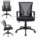 Furmax Office Chair Ergonomic Computer Desk Mesh Chair Mid Back Swivel Lumbar Support with Armrest (1, Black) by Furmax
