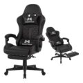 Gaming Chair, 400 lbs Adult Chair, High Back Computer Chair with Footrest and Linked Armrests, Office Video Game Chair with Lumbar Support (Black) by Gamtimer