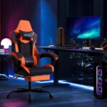 Gaming Chair with Footrest, High Back Gaming Chairs PVC Leather Ergonomic Gamer Chair with Adjustable Headrest Lumbar Support Racing Style Video Gaming Chair for Office/Home... by WOTSTA