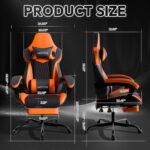 Gaming Chair with Footrest, High Back Gaming Chairs PVC Leather Ergonomic Gamer Chair with Adjustable Headrest Lumbar Support Racing Style Video Gaming Chair for Office/Home... by WOTSTA