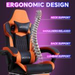 Gaming Chair with Footrest, High Back Gaming Chairs PVC Leather Ergonomic Gamer Chair with Adjustable Headrest Lumbar Support Racing Style Video Gaming Chair for Office/Home... by WOTSTA