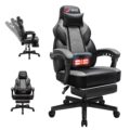 Gaming Chairs for Adults, Computer Chair with Footrest and High Back, Big and Tall Gamer Chair’s with Massage Lumbar Support, 360° Swivel Height Adjustable Gaming Chair, Grey by DL-win