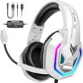 Gaming Headset for PS5, PS4, Xbox Series X|S, Xbox One, PC, Switch, Mac – RGB Over-Ear Headphones with 7.1 Surround Sound, Noise Cancelling Mic, 50mm Drivers & Memory Foam Ear Pads by YPBDAN