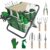 Garden Tool Set, 10 Piece Kit with Heavy Duty Folding Stool, Detachable Storage Tote Bag, Stainless Steel Tools, Gifts for Women Men Green by HoHaing
