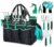 Garden Tool Set with Bag and Gloves, Heavy Duty Stainless Steel Gardening Tool Set, Ideal Gardening for Women and Men, Set of 9 by OUUTMEE