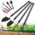 Garden Tool Set with Extended Long Handle, 5 Pieces Stainless Steel Gardening Tool Kit, Gifts for Parents and Kids Including Trowels, Hand rake, Weeder, Pruning Shears for… by EUIJOIP