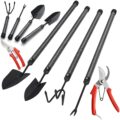 Garden Tools Set with Extension Handles, 5 Piece Thick Gardening Hand Tools, Heavy Duty Steel Rust-Proof Weeding Planting Tool Ideal Gardening Kit Gifts for Women and Men by JAOTREL