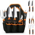 Gardening Tool Set, CHRYZTAL Stainless Steel Heavy Duty Gardening Tool Set, with Non-Slip Rubber Grip, Storage Tote Bag, Outdoor Hand Tools, Ideal Gardening Gifts for Women by CHRYZTAL