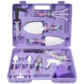 Gardening Tools, LEKEONE 10 Pieces Garden Tools with Floral Print, Ergonomic Handle Trowel Rake Weeder Pruner Shears Sprayer,Gardening Supplies with Carrying Case Gifts for Women by LEKEONE