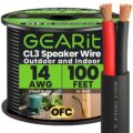 GearIT 14/2 Speaker Wire (100 Feet) 14AWG Gauge – Outdoor Direct Burial in Ground/in Wall / CL3 CL2 Rated / 2 Conductors – OFC Oxygen-Free Copper, Black 100ft by GEARit