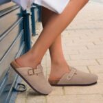Genuine Suede Clogs for Women Men Soft Cork Footbed Leather Mules Comfort Potato Shoes with Arch Support by ODOLY