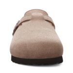 Genuine Suede Clogs for Women Men Soft Cork Footbed Leather Mules Comfort Potato Shoes with Arch Support by ODOLY