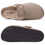 Genuine Suede Clogs for Women Men Soft Cork Footbed Leather Mules Comfort Potato Shoes with Arch Support by ODOLY