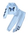 Girls’ Clothing Set Butterfly Print Crop Top Hoodies Sweatpants 2 Piece Outfits Kids Sweatsuit Tracksuit Jogger Set by YOURUIKEY