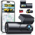 GKU Dash Cam Front and Rear Camera,4K+1080P, 5.8GHz WiFi & GPS Dash Camera for Cars,with 64G SDcard,1.47″ Display Dashcam, 24HParking Mode,App Control,Super Night… by GKU