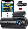 GKU Dash Cam Front and Rear Camera – 4K+1080P Dual Dash Camera for Cars with 64GB SD Card, 5GHz WiFi & App Control, Night Vision, Parking Mode, G-Sensor, Loop Recording, WDR,… by GKU