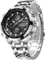 GOLDEN HOUR Luxury Stainless Steel Analog Digital Watches for Men Male Outdoor Sport Waterproof Big Heavy Wristwatch by GOLDEN HOUR