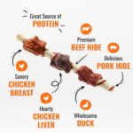Good ‘n’ Fun Triple Flavor Kabobs Chews for All Dogs, 24 Ounces, Treat Your Dog to Chews Made from Beef Hide, Real Chicken, Pork Hide, Duck and Chicken Liver by Good 'n' Fun