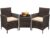 Greesum 3 Pieces Patio Furniture Sets Outdoor PE Rattan Wicker Chairs with Soft Cushion and Glass Coffee Table for Garden Backyard Porch Poolside, Brown and Beige by Greesum