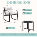 Greesum 3 Pieces Rocking Wicker Bistro Set, Patio Outdoor Furniture Conversation Sets with Porch Chairs and Glass Coffee Table, Beige by Greesum