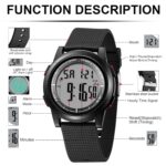 HANPOSH Mens Digital Watch Ultra Thin Minimalist Sports Waterproof Outdoor LED Screen Large Face Wrist Watches for Men with Back Light Alarm Date Stopwatch by HANPOSH