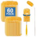 Heavy Duty Duster Refills, Disposable Dusters Kit for Cleaning Dusting Furniture Blind Ceiling Fan, Multi Surface 360 Feather Duster(60)+3FT Extended Handle +1 Handle by YHOVID