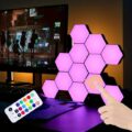 Hexagon Wall Lights, Smart LED Remote, 13 Colors Touch-Sensitive DIY Modular Assembled RGB Wall Panels, Hex Light with USB-Power for Autism, Game Room Decor, Party (6-Pack) by sallbris