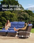 HILLGA Luxury Patio Furniture Set with 6-inch Thick Cushion, Outdoor Couch and High Back Swivel Rocker Patio Chairs, 7PCS Wicker Conversation Set for Deck Yard and Poolside,... by HILLGA