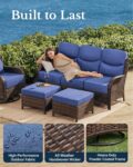 HILLGA Luxury Patio Furniture Set with 6-inch Thick Cushion, Outdoor Couch and High Back Swivel Rocker Patio Chairs, 7PCS Wicker Conversation Set for Deck Yard and Poolside,... by HILLGA