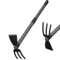 Hoe and Cultivator Gardening Hand Tools, Heavy Duty Stainless Steel Garden Hoe and 3 Fork Hand Tiller for Gardening Weeding Planting with Adjustable Handle 45 inch by Oliynedy