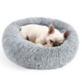 Hoewina Dog & Cat Bed for Indoor Cats, 20in Calming Donut Bed for Puppy and Kitten, Washable Round Fluffy Pet Bed for Small Medium Dogs and Cats (Light Grey) by Hoewina