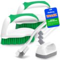 Holikme 7 Pack Deep Cleaning Brush Set, Scrub Pads with Scraper Tip for Pool Walls, Bathroom, Grout, Floor, Tub, Shower and Kitchen Surface (Green) by Holikme