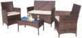 Homall 4 Pieces Outdoor Patio Furniture Sets Rattan Chair Wicker Set,Outdoor Indoor Use Backyard Porch Garden Poolside Balcony Furniture (Brown and Beige) by Homall